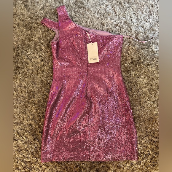 Pinkish Purple Sequin LIKELY one shoulder dress: SIZE 6 - Picture 5 of 6